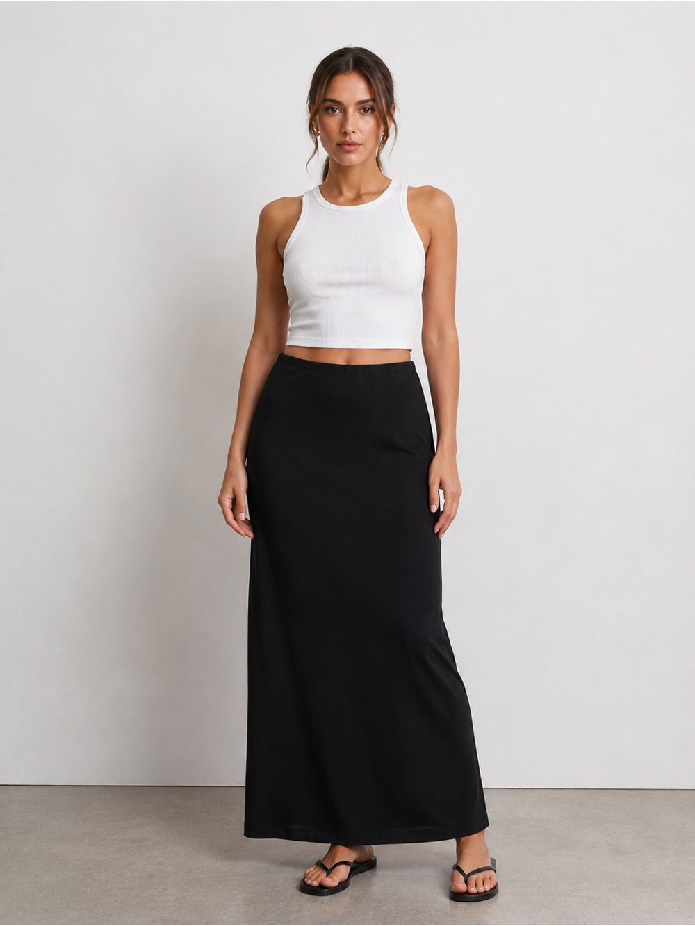 St Michael M&S Black Knit Maxi Skirt UK 16 Office Classic - Picture 6 of 8